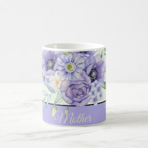 Mug Violet watercolor floral customizable