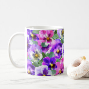Mug Violets colorés Pansy Flower Motif