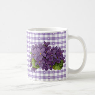 Mug Violettes vintages sur En vichy Coeurs