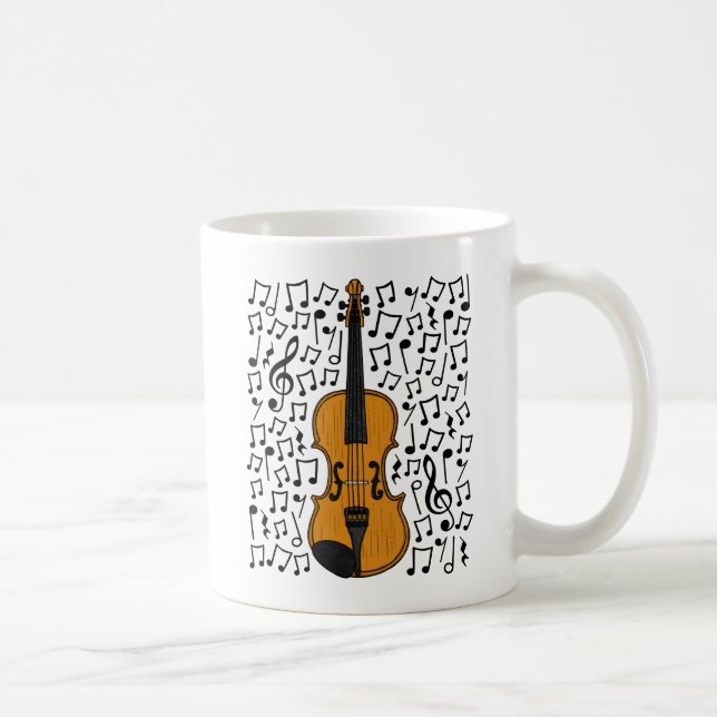 Mug Violon Avec Notes Musicales, Enseignant De Musique (Droite)