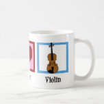 Mug Violon d'amour de paix mignon violoniste<br><div class="desc">Un joli signe de paix, coeur et violon sur un beau cadeau de mug violoniste. Cette mignonne tasse de violon est parfaite pour une bonne tasse de café devant un orchestre ou un quatuor à cordes.</div>