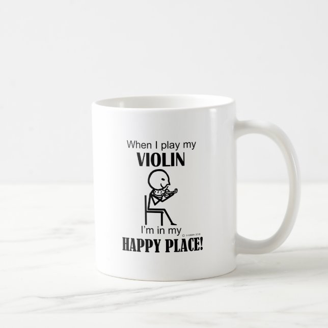 Mug Violon, je suis dans mon endroit heureux (Droite)