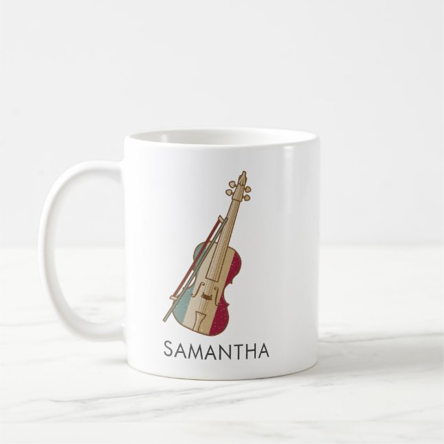 Mug Violon Vintage Fiddle Whisperer Personnalisé (Gauche)