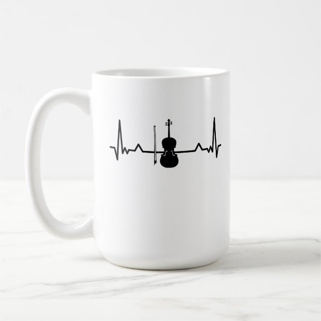 Mug Violon Viola Cello Heartbeat Drôle Drôle Cadeaux (Gauche)
