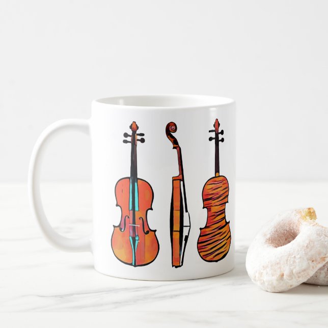 Mug violons originaux instruments de musique art (Avec donut)