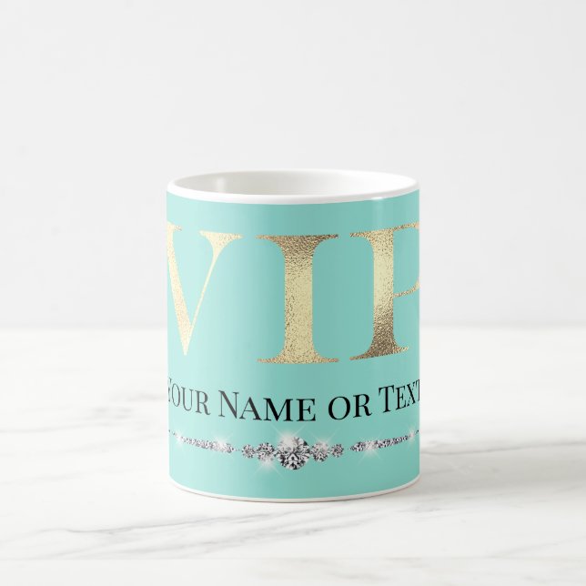 Mug VIP doré glamour sur fond de sarcelle (Centre)