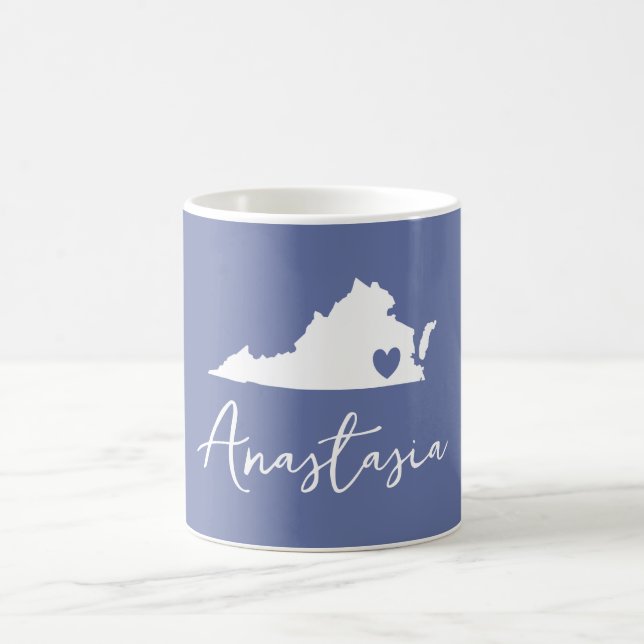 Mug Virginia State Map Nom personnalisable (Centre)