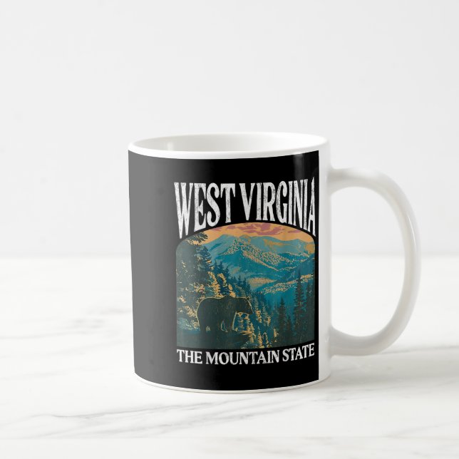 Mug Virginie-Occidentale Retro Bear Mountain Graphic (Droite)