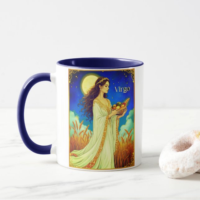 Mug Virgo Zodiac Beauty Under a Night Sky (Avec donut)