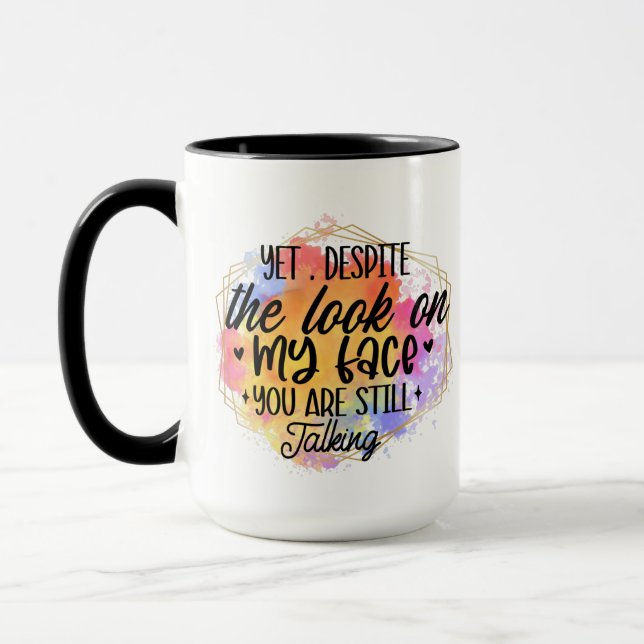 Mug Visage d'art de mots de sarcasme de café drôle (Gauche)