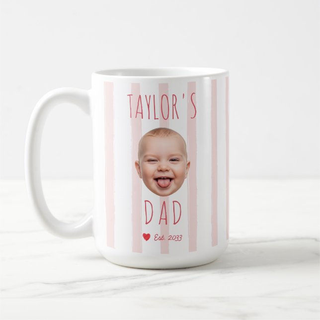 Mug Visage de bébé fille personnalisé avec des rayures (Gauche)
