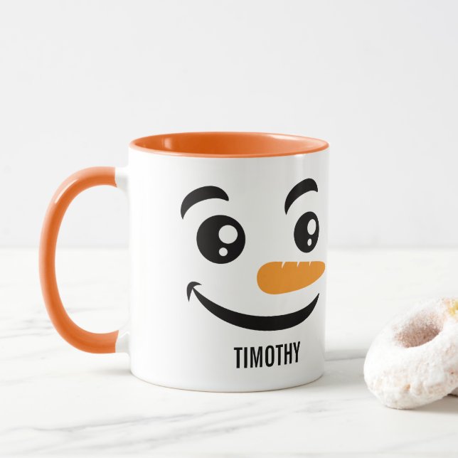 Mug Visage de bonhomme de neige souriant (Avec donut)
