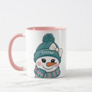 Mug Visage de bonhomme de neige souriant Nom Nœud de N