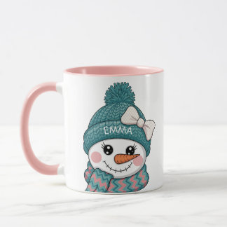 Mug Visage de bonhomme de neige souriant Nom Nœud de N