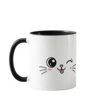 Visage de chat mignon Kawaii
