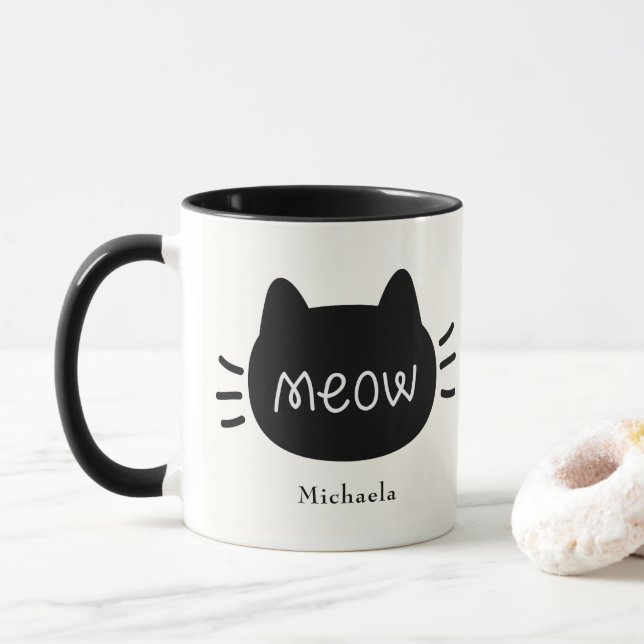 Mug Visage de chat mignon Meow (Avec donut)