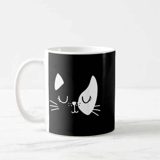 Mug Visage de chat yeux fermés cils Mignon Drôle (Gauche)