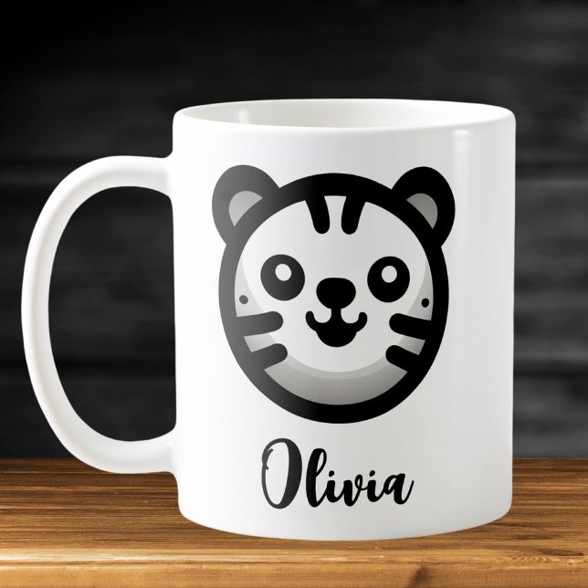 Mug Visage de chaton rond moderne mignon (Créateur téléchargé)