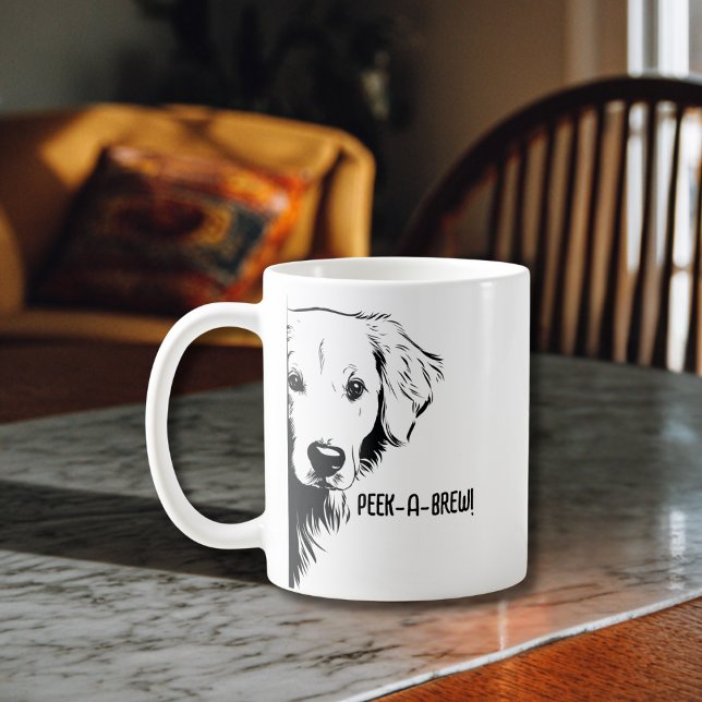 Mug Visage de Chien Drôle & "Peek-a-Brew" Humour de Ma (Créateur téléchargé)
