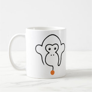 Mug Visage de chimpanzé en dessin d'une ligne avec une