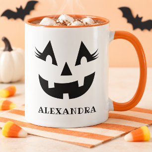 Mug Visage de citrouille à cils mignons pour Halloween
