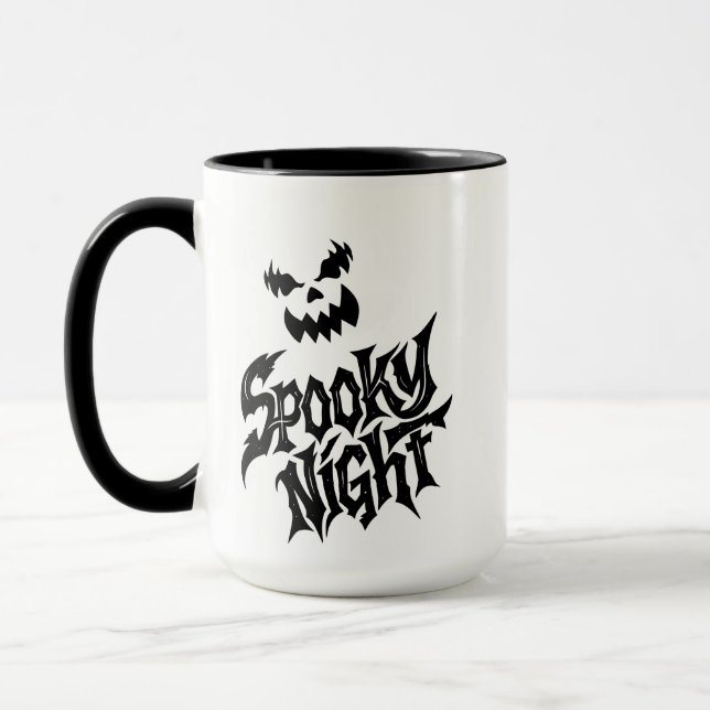 Mug Visage de citrouille de nuit effrayante   (Gauche)