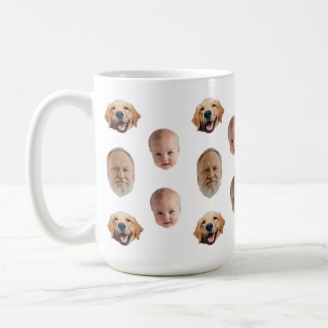 Mug Visage de famille mignonne personnalisé 3 photos M (Gauche)