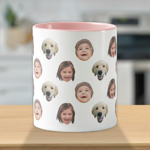 Mug Visage de famille mignonne personnalisé 3 photos M