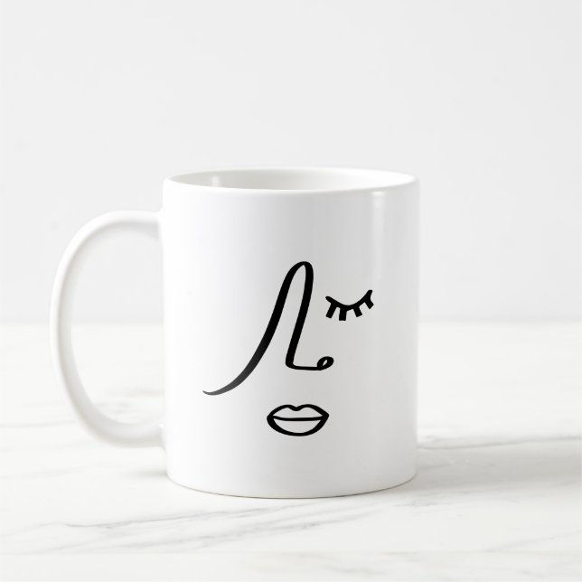 Mug Visage de femme abstrait moderne Design d'art mini (Gauche)