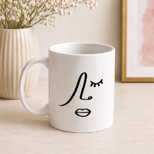 Mug Visage de femme abstrait moderne Design d'art mini