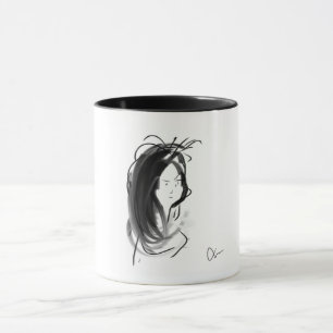 Mug Visage de femme aux cheveux longs