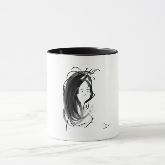 Mug Visage de femme aux cheveux longs (Centre)