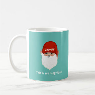 Mug Visage de gnome grincheux drôle sur fond sarcelle