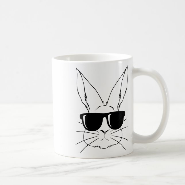 Mug Visage de Lapin avec Lunettes de Soleil pour Garço (Droite)