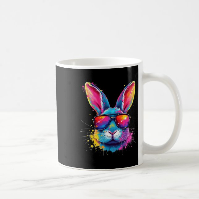 Mug Visage de lapin avec lunettes tie-dye Joyeuse fête (Droite)