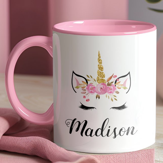 Mug Visage de Licorne Avec Cils Nom Personnalisé (Créateur téléchargé)
