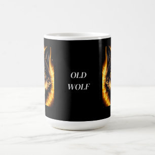 Mug Visage de loup radieux illuminé par une lumière do