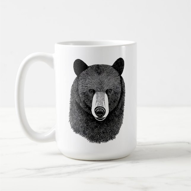 Mug Visage de l'ours noir dessin original de l'art ani (Gauche)