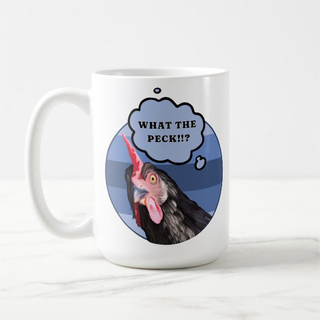 Mug Visage de poulet pénible | Quel est le Peck ? ! (Gauche)