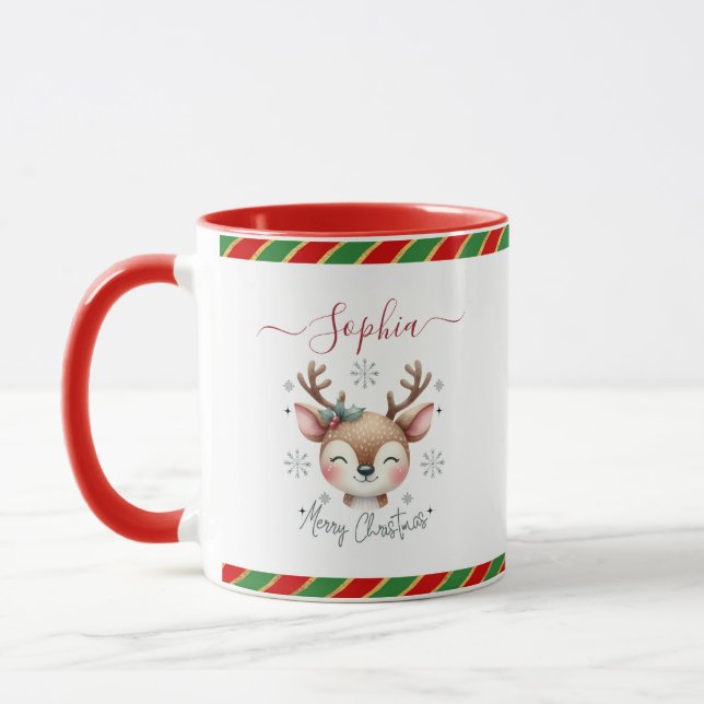 Mug Visage de renne de Noël Cadeaux de vacances (Gauche)