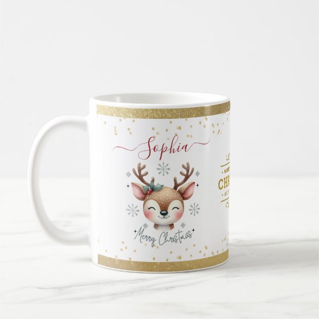 Mug Visage de renne de Noël Cadeaux de vacances (Gauche)