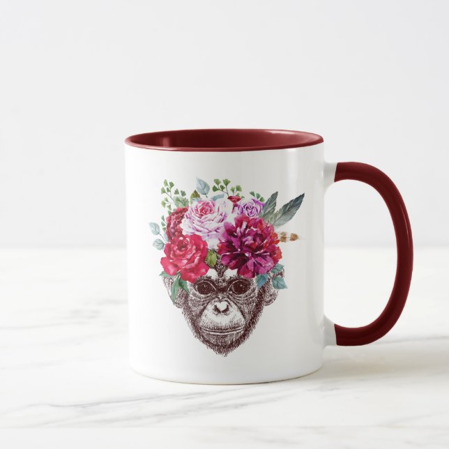 Mug Visage de singe de fleur (Droite)