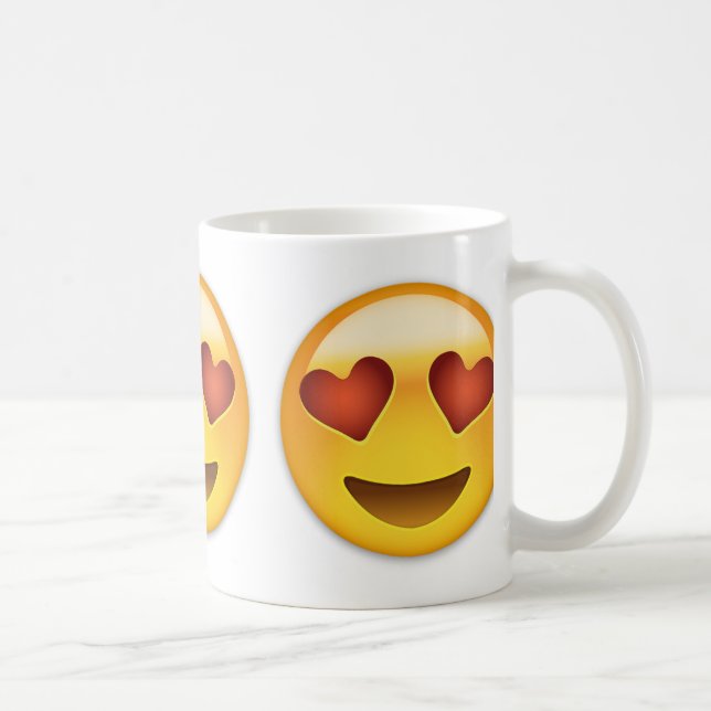 Mug Visage de sourire avec les yeux en forme de coeur (Droite)