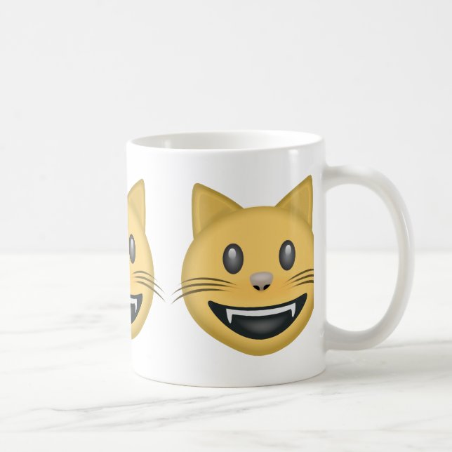 Mug Visage de sourire de chat avec la bouche ouverte (Droite)