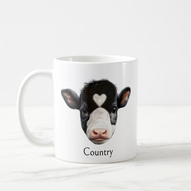 Mug Visage de vache noire et blanche (Gauche)