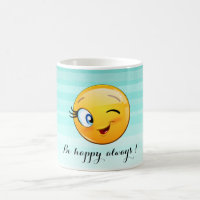 Visage d'Emoji clin d'œil adorable - Soyez heureux