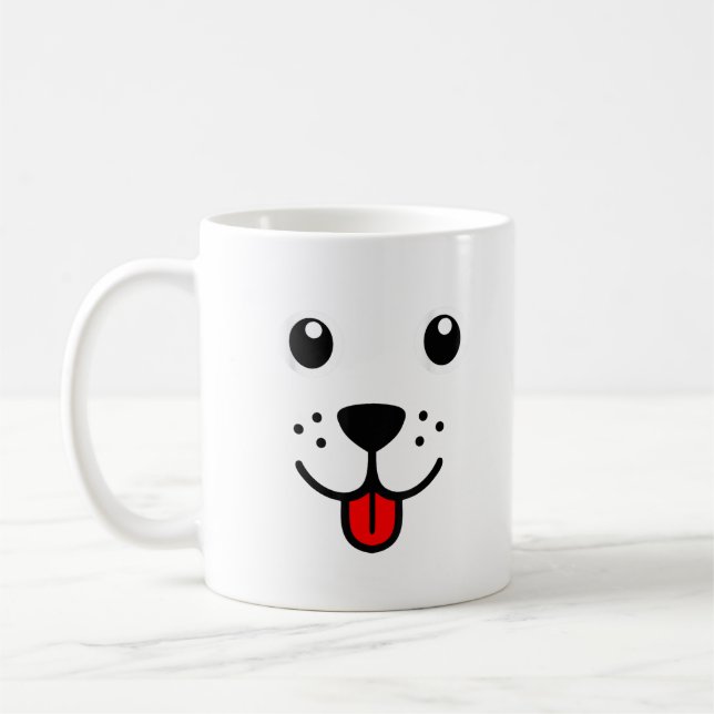 Mug Visage d'émoticône heureux de chien animal de comp (Gauche)