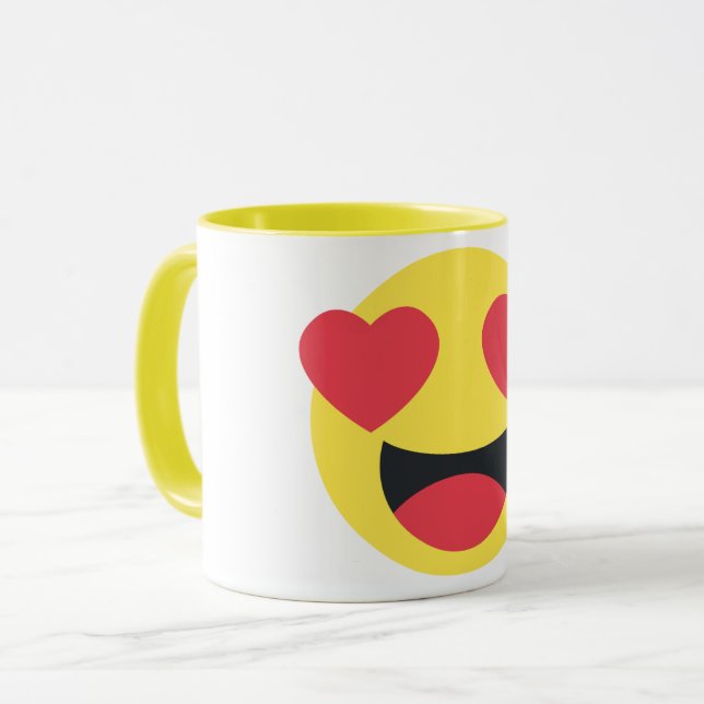 Mug Visage des yeux du coeur Emoji (Devant gauche)