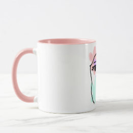 Mug Visage et fleurs abstrait (couleurs pâles)