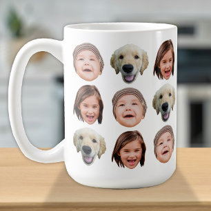 Mug Visage Familial Personnalisé 3 Photos Cute Coffee